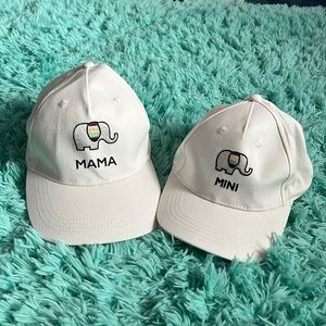 Brand New. Never Worn. Lauren Conrad Mama and Mini Hat Set. White.
